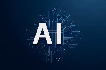 a blue background with the text ai in white, and an icon of circuit board patterns, representing artificial intelligence technology, 