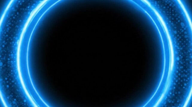 3D shockwave ripple expanding outward, glowing neon ring with dotted halftone edges, cinematic glow, pure black background