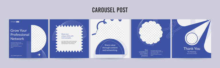 Editable Instagram Carousel Post Layout Set, Social Media Marketing microblog template design, tips & tricks linkedin post template, eps 10.	