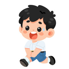 Illustration of Scared Boy Running