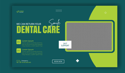 Modern dental clinic social media post template featuring dentist and patient interaction
