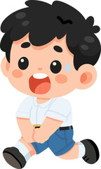 Illustration of Scared Boy Running