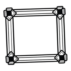 A simple square frame isolated on white background features geometric corner embellishments perfect for adding a touch of retro style frame for photo or congratulation