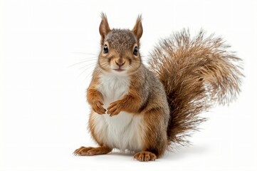 Studio Red Squirrel Posing, White Background