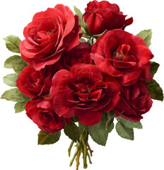 Crimson Bouquet: A Cluster of Elegant Red Roses in Full Bloom