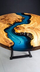 Round table with resin river design