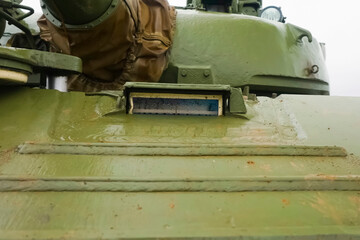 T-72 tank testing at proving ground overall view with hull and turret details.