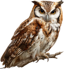 Stunning Owl Portrait: Golden Eyes on Branch