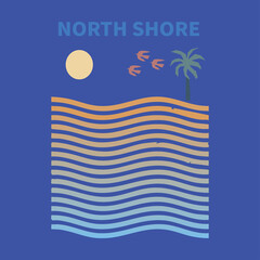 free vector sea Beach art t-shirt design.
