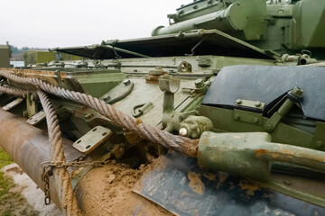 T-72 tank testing at proving ground overall view with hull and turret details.