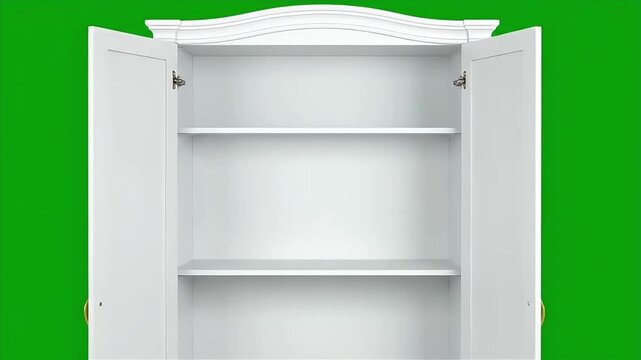 Elegant White Classic Double Doors on a Green Screen for Magical Reveals and Transitions
