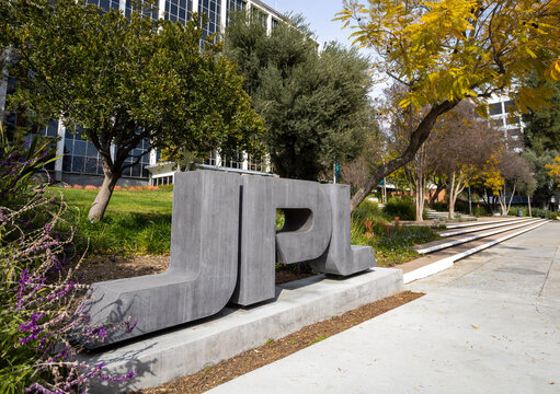 Pasadena, USA, Mar 13, 2023: The JPL (Jet Propulsion Laboratory) sign outside the main entrance, part of NASA&rsquo;s research and development center in California.