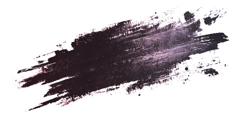 Abstract watercolor brush stroke in black and purple for creative design. Bold swipe of paint with brush strokes on white background	