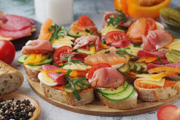 Oblozeny chlebicek or just chlebicek, traditional open sandwich in Czech Republic