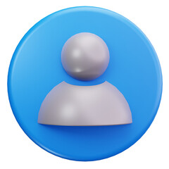 3D User Profile Icon in Blue Circle