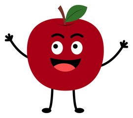 Happy Expression of Cute Character Red Apple