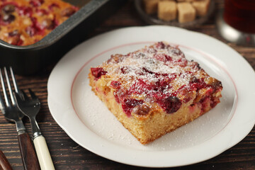 A cranberry pie, freshly backed and ready to be served	