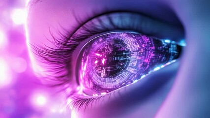 Futuristic human eye showing digital data scanning technology - Powered by Adobe