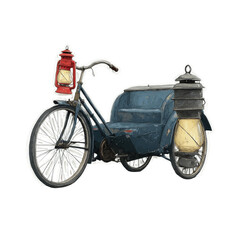 Fototapeta premium Vintage Bicycle Tricycle with Lanterns - Antique