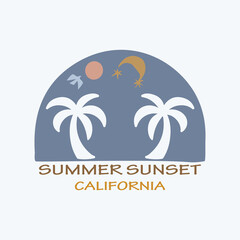 free vector california sea Beach t-shirt design.