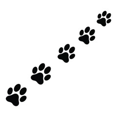 Vector art of animal paw prints in a diagonal line isolated on white background