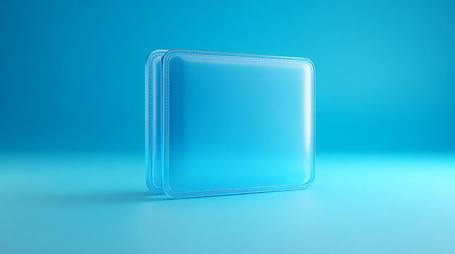 Transparent Light Blue Wallet 3D Minimal Scene
