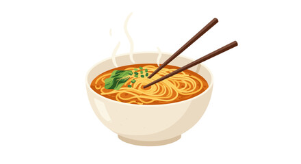 Delicious bowl of spicy ramen noodles with chopsticks in a minimalist design