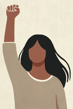 Illustration of woman with raised fist symbolizing empowerment