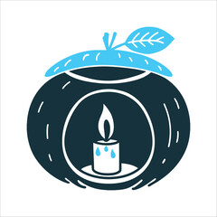 Turnip Lantern Candle Icon Illustration Candle in a Turnip hollowed out turnip with a candle inside an old world lantern for spirit work