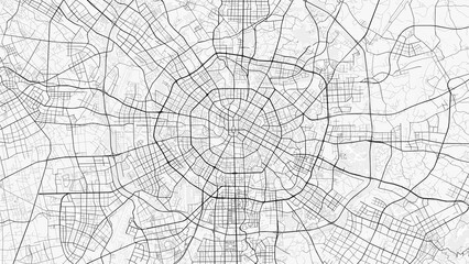 Chengdu City Map. Minimalist black and white line art poster for printing, wallpaper, wall art for home and office decor