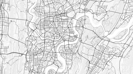 Chongqing City Map. Minimalist black and white line art poster for printing, wallpaper, wall art for home and office decor
