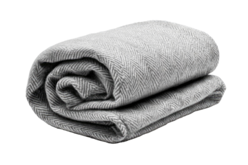 Rolled gray herringbone blanket