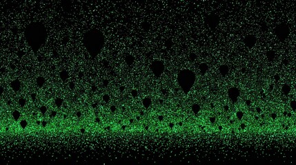 Abstract pattern of green speckles on black background