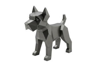 Isolated Geometric Dog Sculpture Decorative Object for Desk Art, Contemporary, Modern, Grey