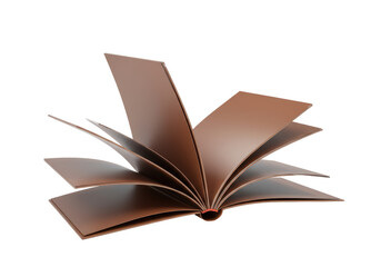 Isolated open book with brown pages on a neutral surface, concept for education and learning
