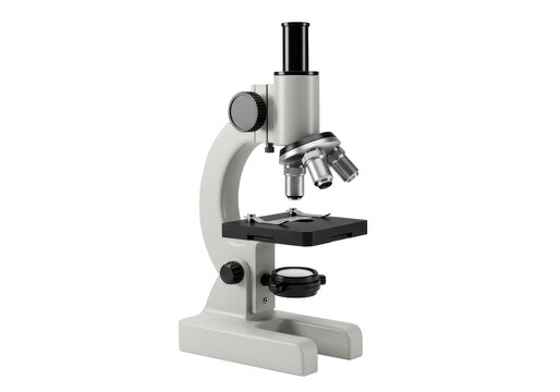 Isolated microscope for laboratory science for analysis, with scientific lens to experiment - Powered by Adobe