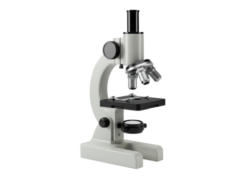 Isolated microscope for laboratory science for analysis, with scientific lens to experiment - Powered by Adobe