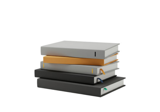 Isolated stack of books for reading enthusiasts or students, perfect for educational design