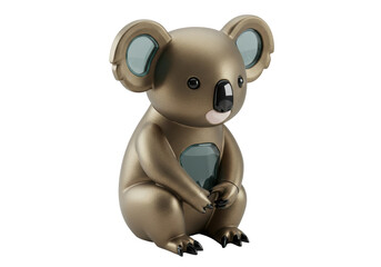Isolated toy figurine of a bronze color Koala bear, a child's play thing or collectible