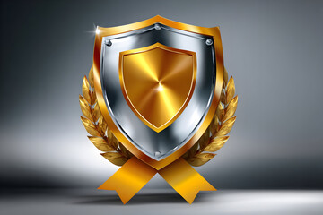 Top Performer Trophy Design With Golden Shield and Laurel Wreath, Symbolizing Achievement and Excellence in Competition