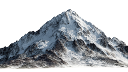 Snowy mountain peak against black background