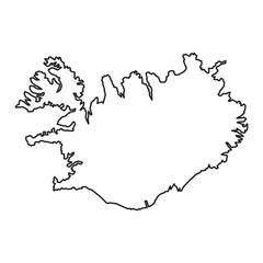 Iceland Black Outline Map Graphic Illustration