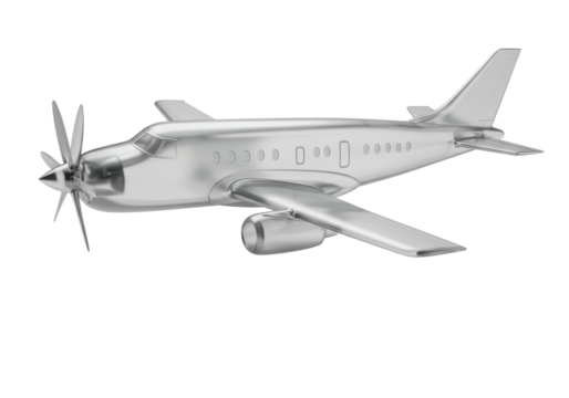 Isolated propeller plane on monochrome tone is ready for flight, conceptual rendering