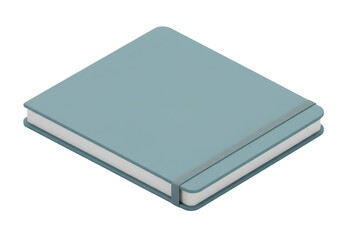 Isolated light-blue notebook with an elastic band as a bookmarker, close-up presentation