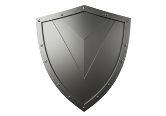 Isolated Metal Shield, Armored Protection Element, Game Asset for Defense, Security, Combat