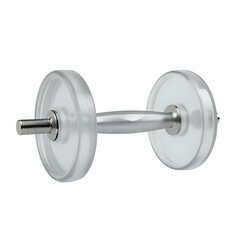 Naklejka premium Sleek and modern transparent dumbbell for stylish home workouts and light fitness training, isolated on a white studio background