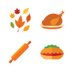 Thanksgiving elements and festive icons bundle.