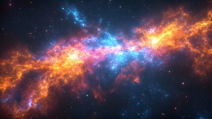 Obraz premium Vibrant Nebula in Deep Space, Digital Art, Sci-Fi Universe, Stunning Colors, Awe-Inspiring View