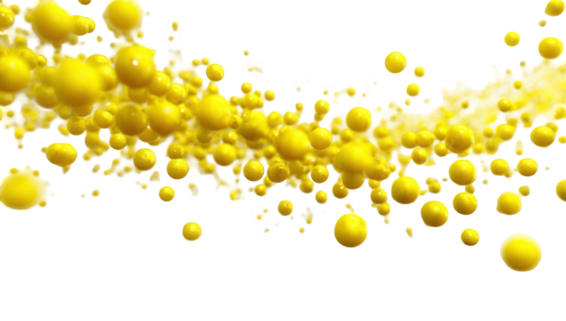Abstract burst of bright yellow spheres against black