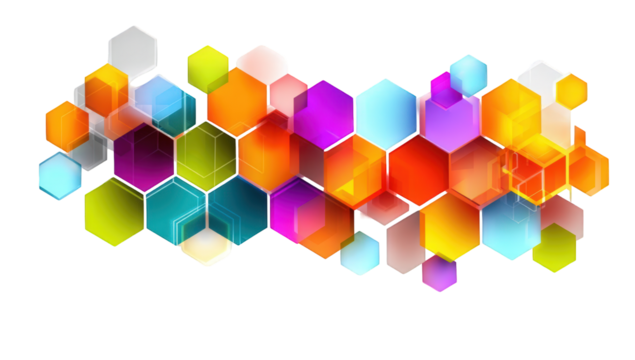 Abstract geometric pattern of vibrant hexagons